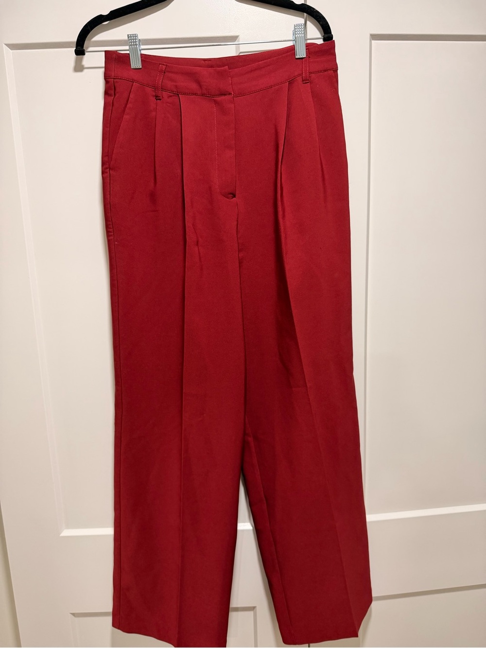 NWT Workshop Republic Clothing Wide-Leg Pleated Red Trousers